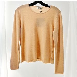 All Handmade, 2-Ply Cashmere – Corte di Kel Women's Tan Wide Crew Neck Pullover
